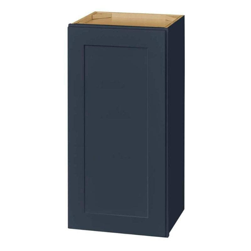 Photo 1 of Avondale 15 in. W X 12 in. D X 30 in. H Ready to Assemble Plywood Shaker Wall Kitchen Cabinet in Ink Blue