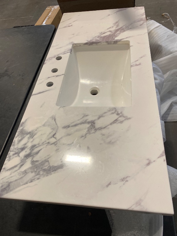 Photo 1 of 49 in. W x 22 in. D Engineered Stone Composite White Rectangular Undermount Single Sink Vanity Top in Toscana