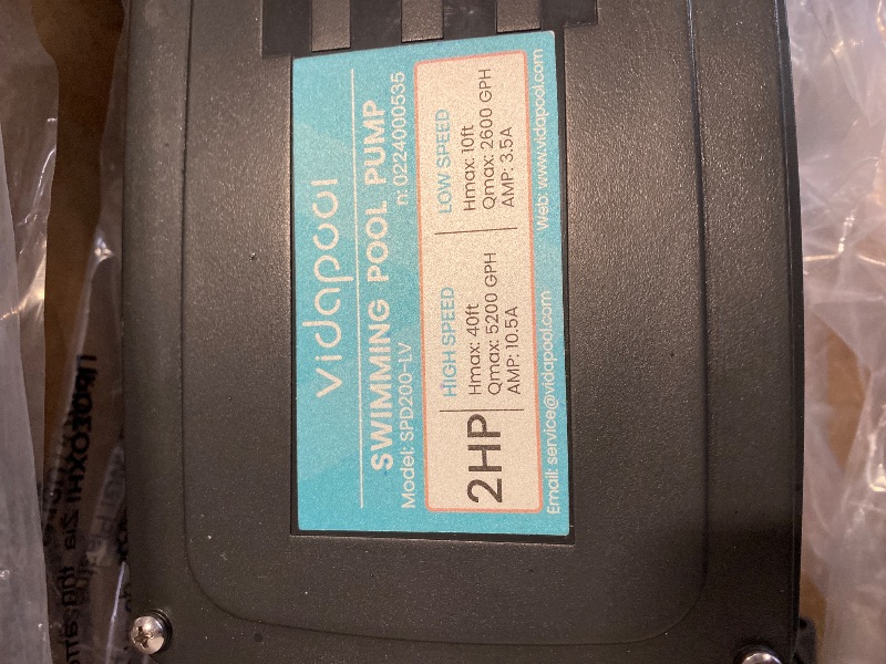 Photo 1 of In/Above Ground Pool Pump, Self Primming High Flow (Dual Speed, 2HP, 5200 GPH, 115V)
