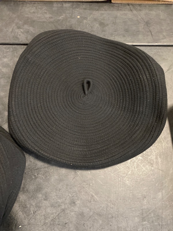 Photo 1 of 18" X 14" Large Black Basket with Lid, Cotton Rope Storage Basket for Blanket, Toy, Pillow, Towel, Living Room Bedroom Storage Bin, Wicker Woven All Black Organizing Bin with Cover
