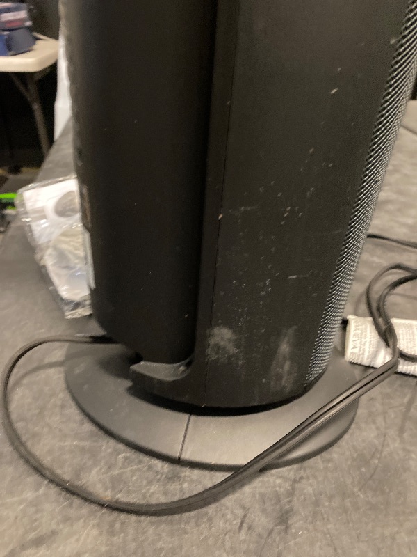 Photo 1 of 1500W 22 in. Black Indoor Electric Tower Ceramic Forced Air Ceramic Space Heater with Child Lock, 3-Speeds, and Remote