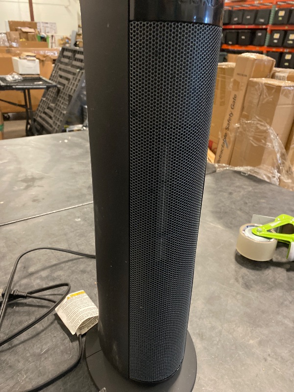 Photo 1 of 1500W 22 in. Black Indoor Electric Tower Ceramic Forced Air Ceramic Space Heater with Child Lock, 3-Speeds, and Remote