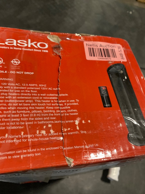 Photo 1 of 1500W 22 in. Black Indoor Electric Tower Ceramic Forced Air Ceramic Space Heater with Child Lock, 3-Speeds, and Remote
