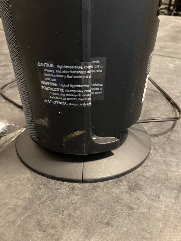 Photo 1 of 1500W 22 in. Black Indoor Electric Tower Ceramic Forced Air Ceramic Space Heater with Child Lock, 3-Speeds, and Remote