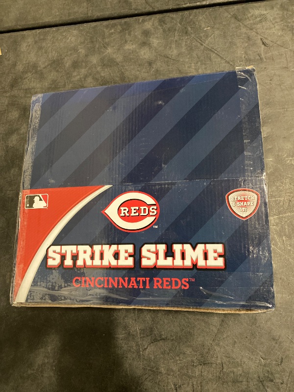 Photo 1 of Box of MLB Cincinnati Reds Strike Slime Qty 12 Each Baseball Container is Sealed
