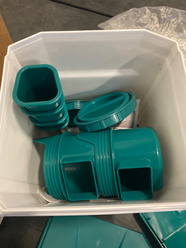 Photo 1 of Chicken Feeder and Chicken Waterer Set (3 Gallon/18 Pounds) - Hanging Automatic Chicken Feeder No Waste - Chicken Coop Accessories - Poultry Waterer (Blue)