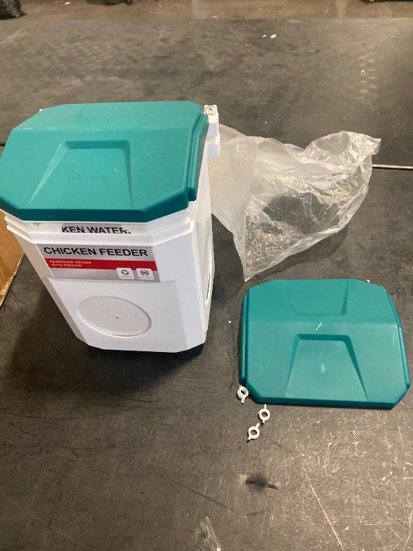 Photo 1 of Chicken Feeder and Chicken Waterer Set (3 Gallon/18 Pounds) - Hanging Automatic Chicken Feeder No Waste - Chicken Coop Accessories - Poultry Waterer (Blue)