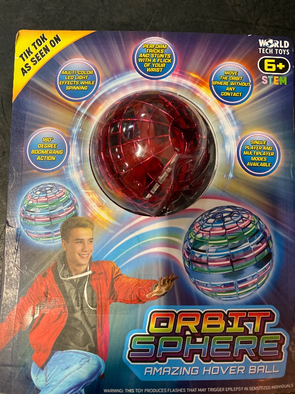 Photo 1 of Flying Orb Ball (Red, 2025 Upgraded) with Dazzling Lights, Magic Hover Spinner, Cool Boomerang Drone, Floating Cosmic Globe, Kids Outdoor Toys, for 6 7 8 9 10 Year Old Boys Girls