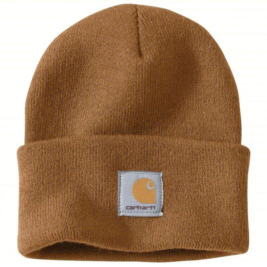 Photo 1 of CARHARTT Hat: Watch Cap, Brown, Universal, Hat, Acrylic, Ears/Head, Cuffed Beanie, Gen Purpose