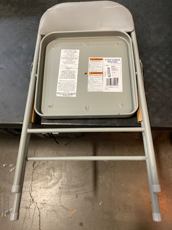 Photo 1 of Cosco Gray Residential Standard Metal Folding Chair with Padded Seat (Indoor)