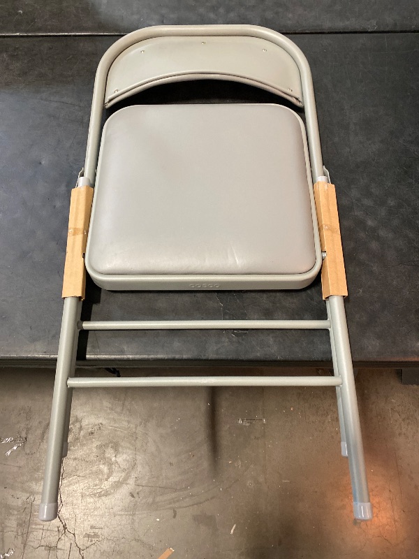 Photo 1 of Cosco Gray Residential Standard Metal Folding Chair with Padded Seat (Indoor)