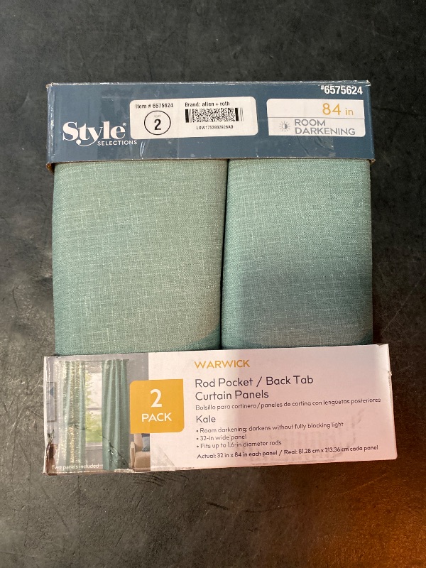 Photo 1 of allen + roth 84-in Kale Room darkening Thermal lined Back tab/Pinch pleat/Rod pocket Curtain panel pair