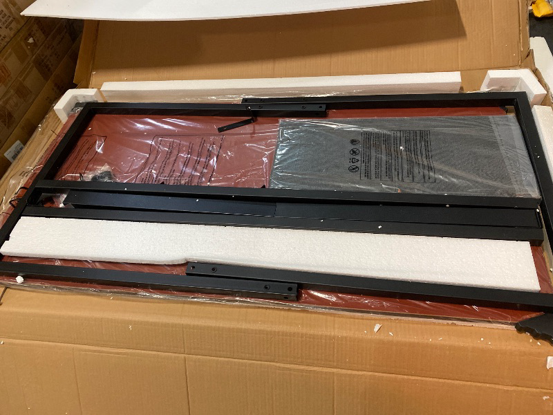 Photo 1 of  Computer Desk 47 Inch Writing Desk with Storage Bag Iron Hook Metal Frame for Home, Rust
