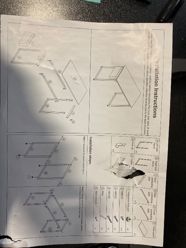 Photo 1 of  Computer Desk 47 Inch Writing Desk with Storage Bag Iron Hook Metal Frame for Home, Rust
