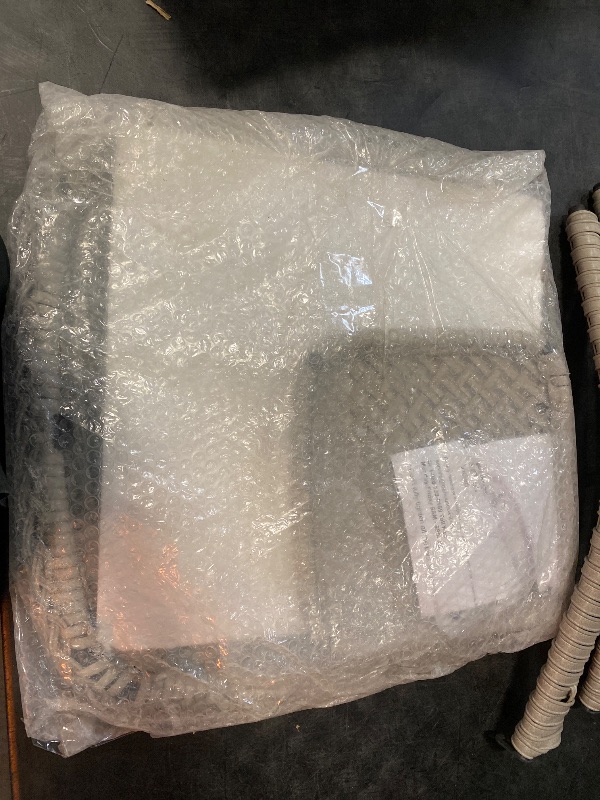 Photo 1 of Arcline Light Beige Square Wicker Outdoor Side Table with Tempered Glass Top Porch PE Rattan End Table for Garden
