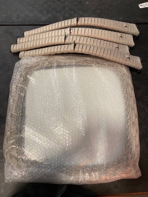 Photo 1 of Arcline Light Beige Square Wicker Outdoor Side Table with Tempered Glass Top Porch PE Rattan End Table for Garden
