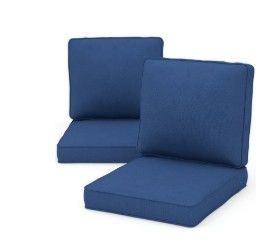 Photo 1 of 2 Packs Outdoor Patio Chair Deep Seat Cushions 23'' x 24'' with Removable Cover, Water and Fade Resistant, Navy