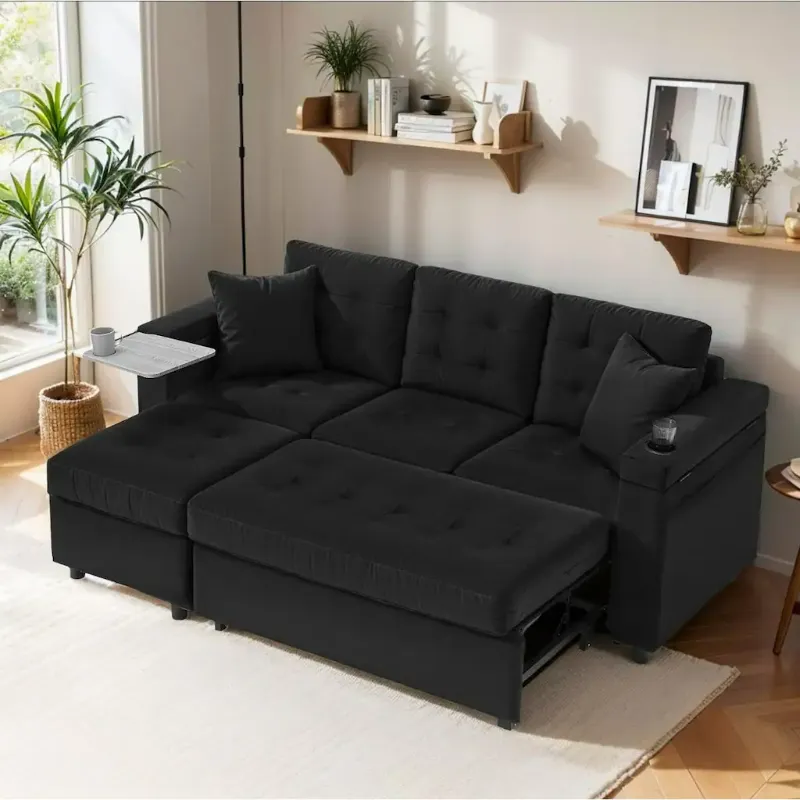 Photo 1 of Foot Stool Can Connect To Pocassy 85" Convertible Sleeper Sofa
