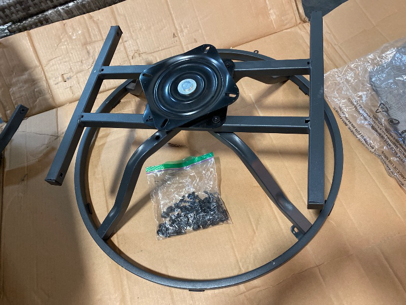 Photo 1 of LunaCurve Brown Swivel Glider Wicker Outdoor Rocking Chair with 5 in. Gray Cushions (2-Pack)