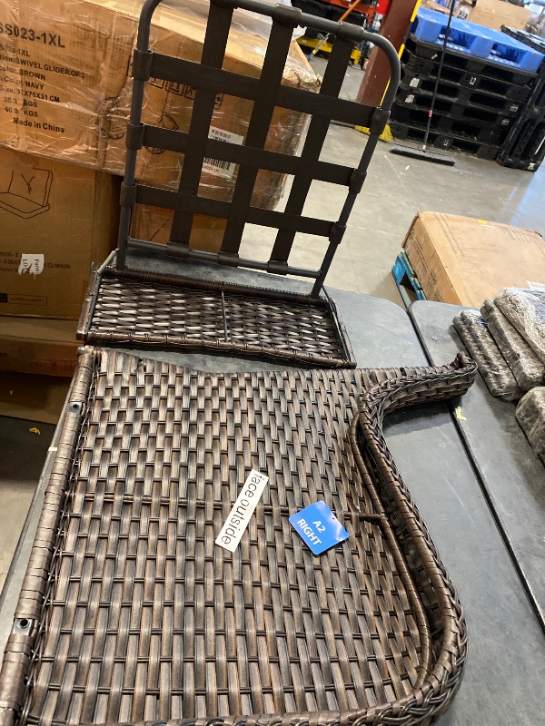 Photo 1 of (Parts Only For ) LunaCurve Brown Swivel Glider Wicker Outdoor Rocking Chair with 5 in. Beige Cushions (2-Pack)