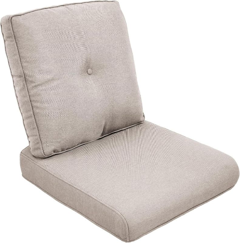 Photo 1 of Outdoor Chair Cushion Set, 25 x 22 Deep Seat Cushion, Patio Chair Cushions for Outdoor, Include 1 Seat Cushion and 1 Back Cushion, Beige