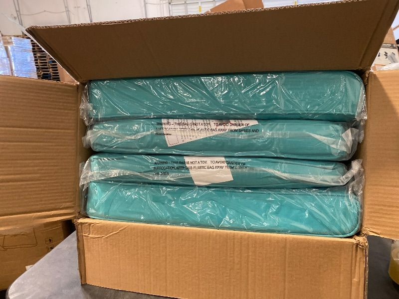 View 2 of Carolina Square 22 in. x 25 in. x 4 in. Deep Seating 4-Piece Outdoor Lounge Chair Loveseat Cushion in Turquoise