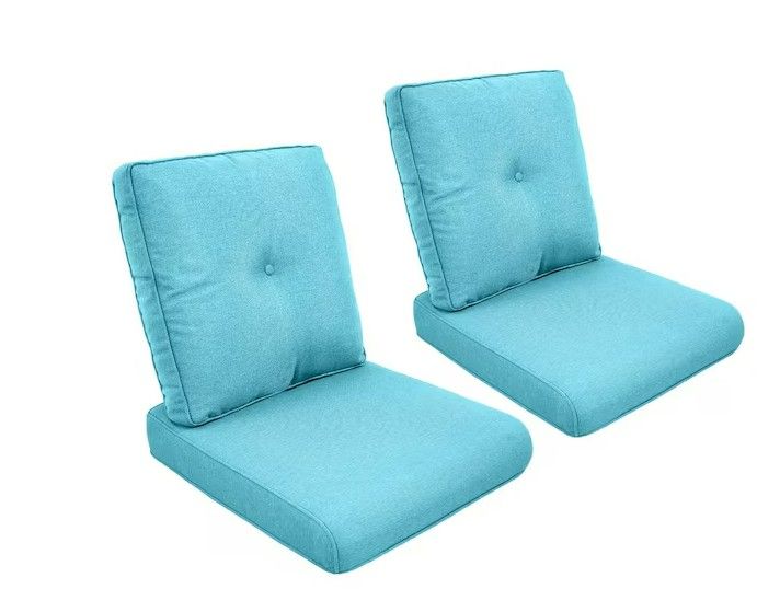 View 1 of Carolina Square 22 in. x 25 in. x 4 in. Deep Seating 4-Piece Outdoor Lounge Chair Loveseat Cushion in Turquoise