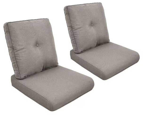 Photo 1 of Carolina Square 22 in. x 25 in. x 4 in. Deep Seating 4-Piece Outdoor Lounge Chair Loveseat Cushion in Gray