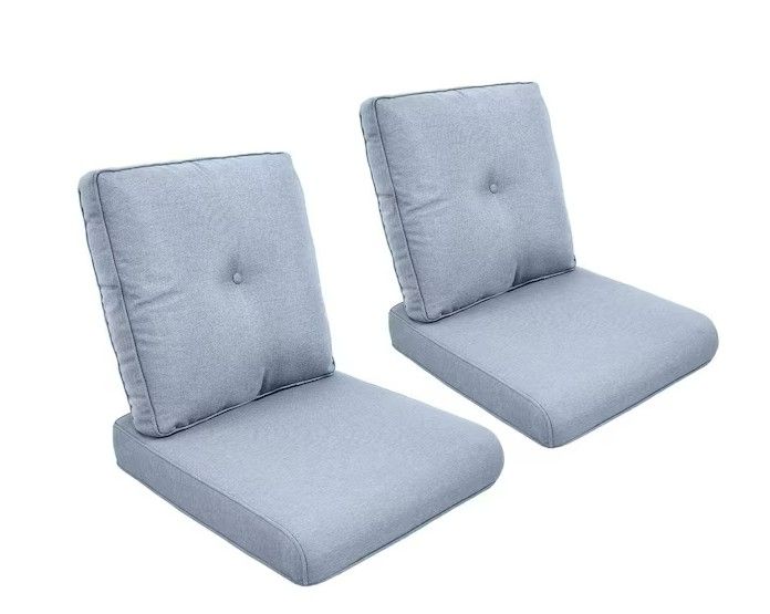 Photo 1 of Carolina Square 22 in. x 25 in. x 4 in. Deep Seating 4-Piece Outdoor Lounge Chair Loveseat Cushion in BabyBlue

