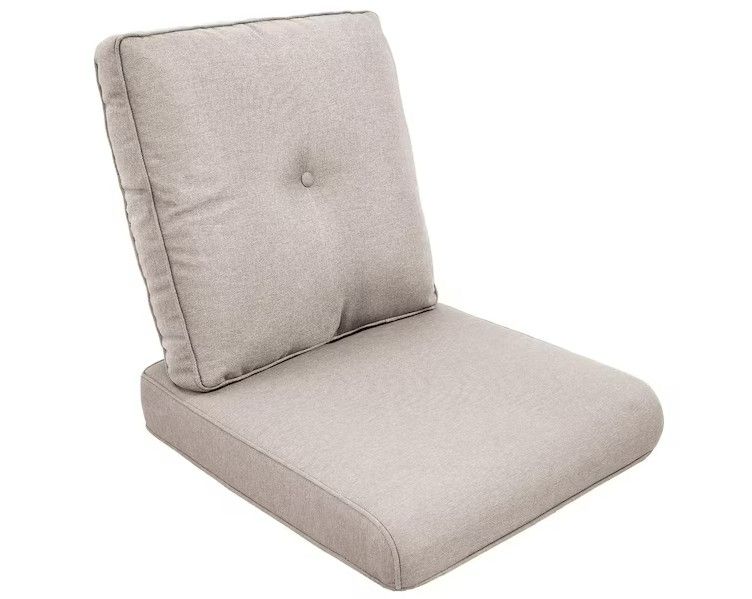 Photo 1 of Modern 22 in. x 25 in. 2-Piece Deep Seating Outdoor Lounge Chair Cushion Set in Beige with Center Button (2-Piece)
