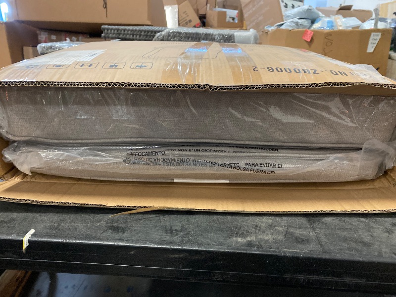 Photo 1 of Modern 22 in. x 25 in. 2-Piece Deep Seating Outdoor Lounge Chair Cushion Set in Beige with Center Button (2-Piece)
