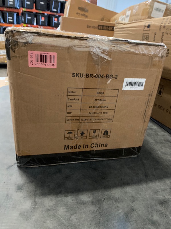 Photo 1 of Homeworks Natural & Gray Backless Upholstered Counter Height Stool ( 2 Piece)
