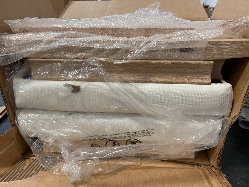 Photo 1 of MAISON ARTS Off White Counter Height 24 inch Bar Stools Set of 2 for Kitchen Counter Solid Wood Legs with Faux Leather Padded Seat Farmhouse Barstools for 34"-38" Counter Island Upholstered Stools
