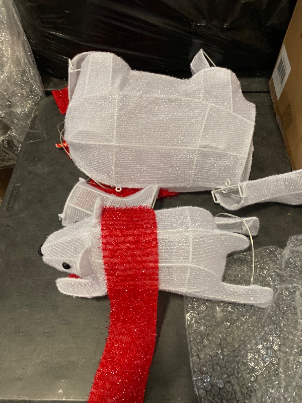 Photo 1 of 3-Piece 20in Lighted Polar Bear Family - Large Outdoor All-Weather Christmas Décor for Front Yard, Lawn or Indoor w/ 210 Pre-Strung Lights, Zip Ties, Ground Stakes (White)
