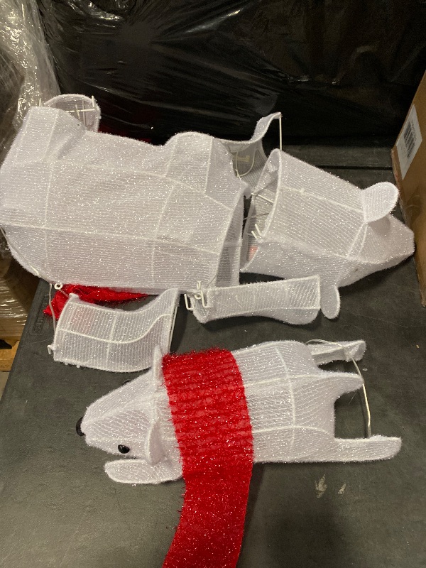 Photo 1 of 3-Piece 20in Lighted Polar Bear Family - Large Outdoor All-Weather Christmas Décor for Front Yard, Lawn or Indoor w/ 210 Pre-Strung Lights, Zip Ties, Ground Stakes (White)
