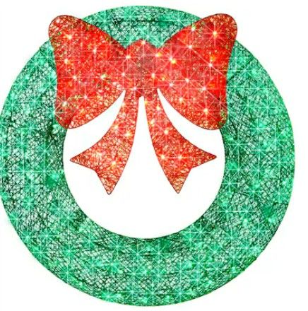 Photo 1 of Best Choice Products 36in Pre-Lit Outdoor Christmas Wreath LED Metal Holiday Decor w/ 90 Lights Bow - Green/Red
