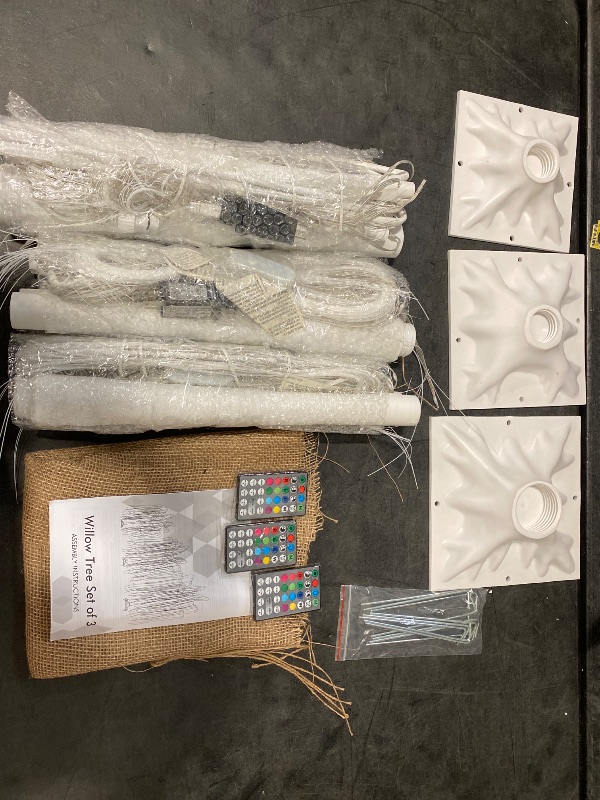 Photo 1 of  Lighted Willow Tree , Pack of 3, Colorful RGB LED Artificial Tree with Remote Control, Prelit Weeping Willow Christmas Decorations for Indoor Outdoor Yard Patio
