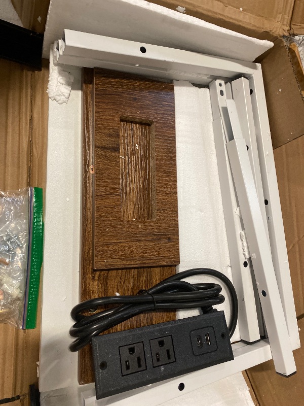 Photo 1 of CHOEZON Farmhouse End Table, Narrow Side Table for Small Spaces, Slim Nightstand with Charging Station, with 2 AC Outlets, 1 USB and 1 Type-C Port, for Living Room, Bedroom, White TBZ08UWL
