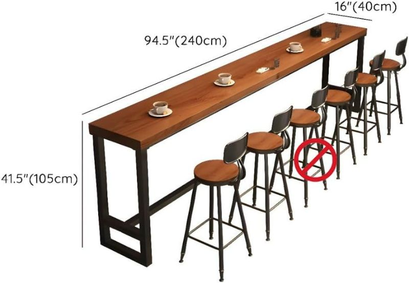 Photo 1 of (Table Only) Farmhouse Bar Table Solid Wood Rectangle Bar Height Table for Kitchen Coffee Shop Window Small Space -Table Only(94.5" L x 15.7" W x 41.3" H)