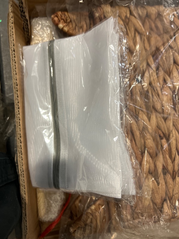 Photo 1 of Handwoven Laundry Hamper with Lid, Natural Water Hyacinth Heightened Feet Laundry Basket, Wicker Clothes Hamper with Removable Liner Bag