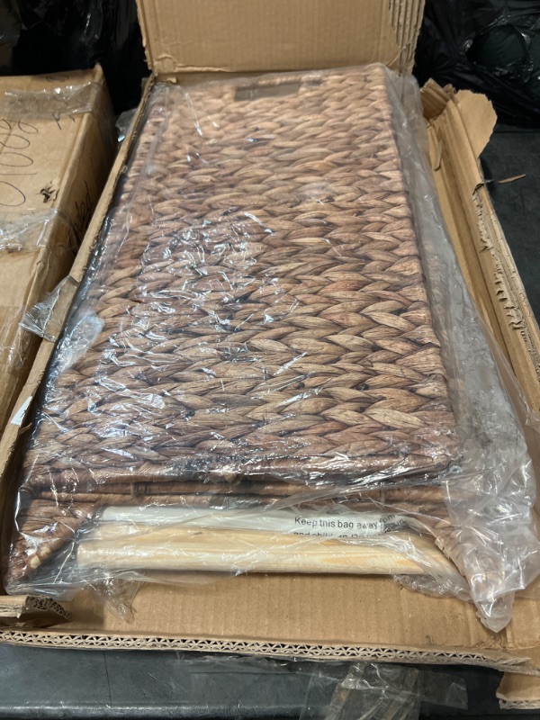 Photo 1 of Handwoven Laundry Hamper with Lid, Natural Water Hyacinth Heightened Feet Laundry Basket, Wicker Clothes Hamper with Removable Liner Bag