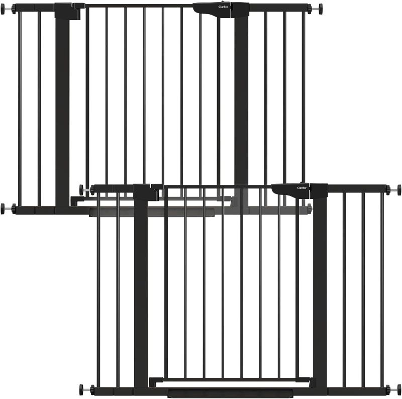 View 1 of Cumbor 2 Pack 29.7-46" Baby Gate for Stairs, Mom's Choice Awards Winner-Auto Close Dog Gate for doorways, Easy Install Pressure Mounted Pet Gates indoor, Easy Walk Thru Wide Safety Gate for Dog, Black