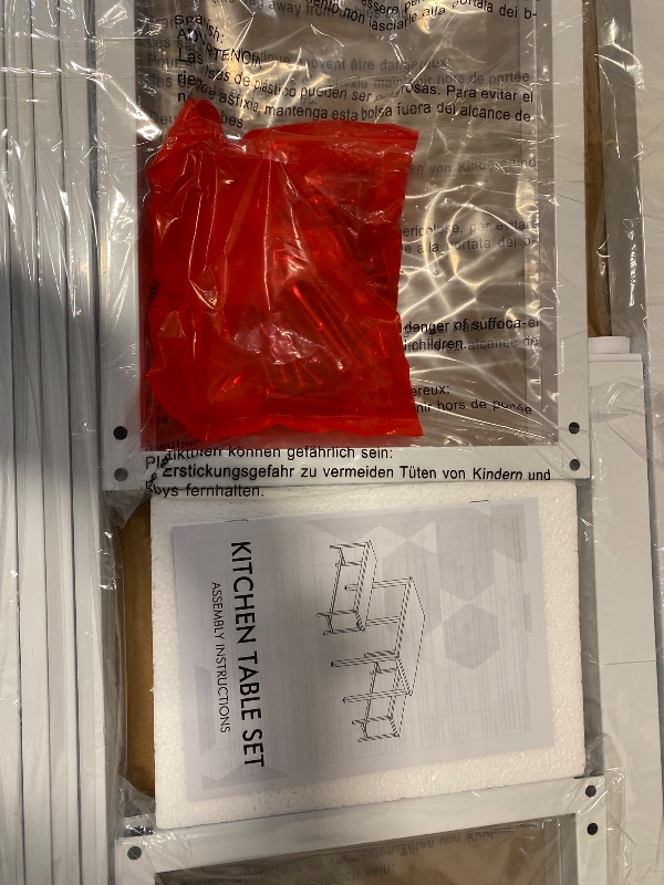 Photo 1 of AWQM 43.3" Dining Table Set for 4, Kitchen Dining Table with 2 Benches, Dining Room Table Set with Metal Frame & Thickened Board for Kitchen, Restaurant, Oak