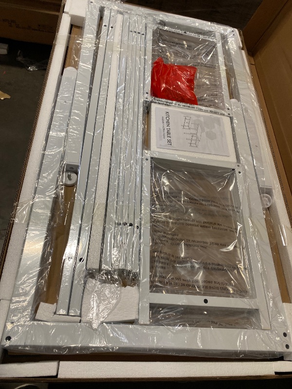 Photo 1 of AWQM 43.3" Dining Table Set for 4, Kitchen Dining Table with 2 Benches, Dining Room Table Set with Metal Frame & Thickened Board for Kitchen, Restaurant, Oak