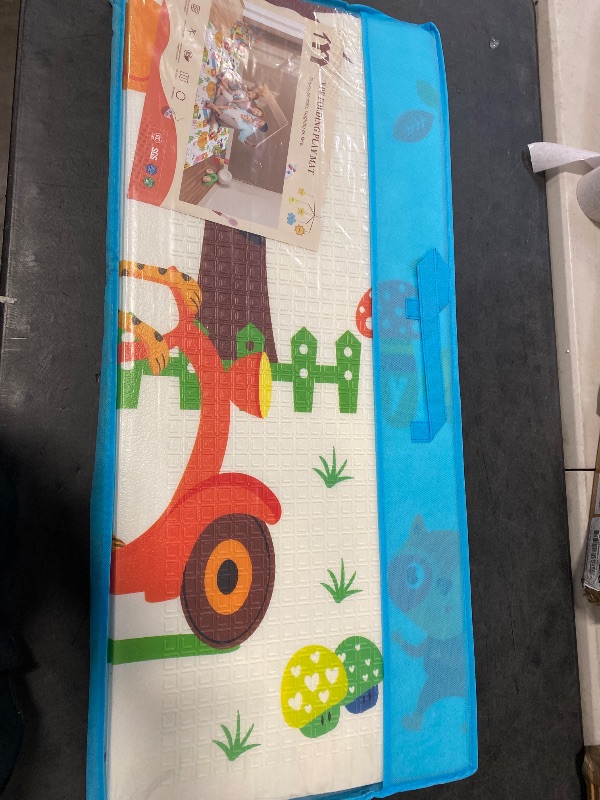 Photo 1 of Mergren Baby Play Mat, Large(71"×47") XPE Waterproof Foam Foldable Baby Crawling Mat with Reversible Animal Friends Double-Sided Patterns, Anti-Slip Floor Playing Mats