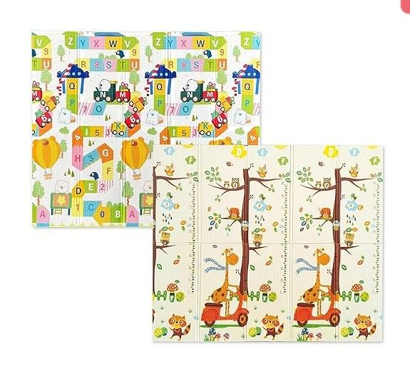 Photo 1 of Mergren Baby Play Mat, Large(71"×47") XPE Waterproof Foam Foldable Baby Crawling Mat with Reversible Animal Friends Double-Sided Patterns, Anti-Slip Floor Playing Mats