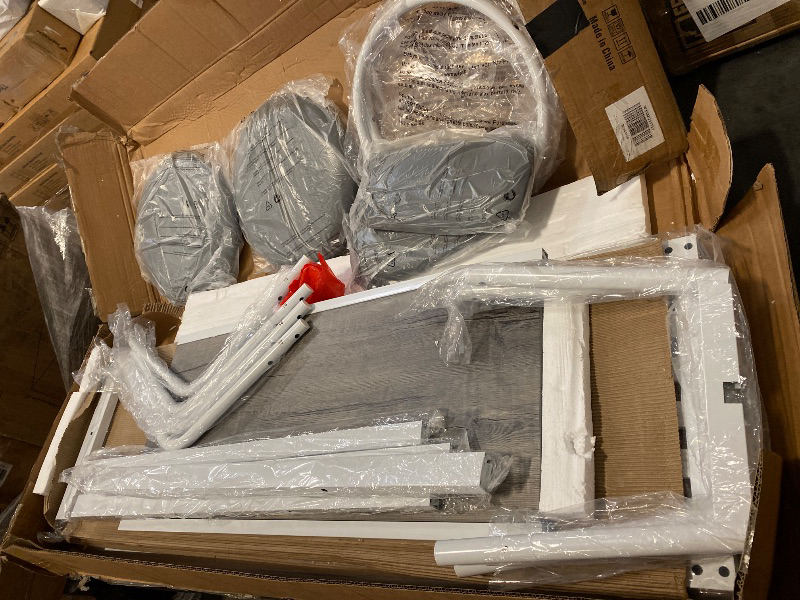 Photo 1 of AWQM Gray Pub Table Set for 2, 4-Tier Storage Kitchen Table and Chairs Set, Counter Height Bar Table Set with 2 PU Leather Upholstered Chairs, for Kitchen Island, Dining Room, Pub, Gray
