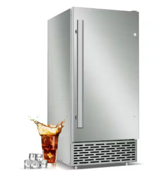 Photo 1 of 14.96 in. Commercial Ice Maker 120 lb. /24 H Freestanding 30 lb. Ice Storage Ice Maker Machine in Stainless Steel
