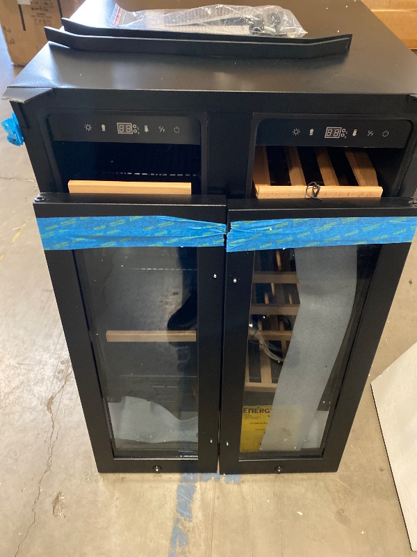 Photo 1 of 24 in. Dual Zone 18-Wine Bottles and 88-Can Built-In and Freestanding with French Door Beverage and Wine Cooler in Black
