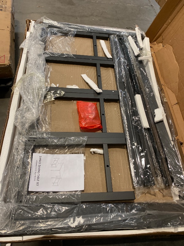 Photo 1 of AWQM 43.3" Dining Table Set for 4, Kitchen Dining Table with 2 Benches, Dining Room Table Set with Metal Frame & Thickened Board for Kitchen, Restaurant, Rustic Brown
